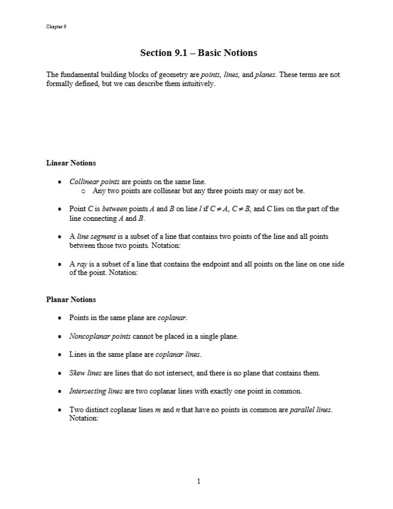 Chapter Nine Student Materials