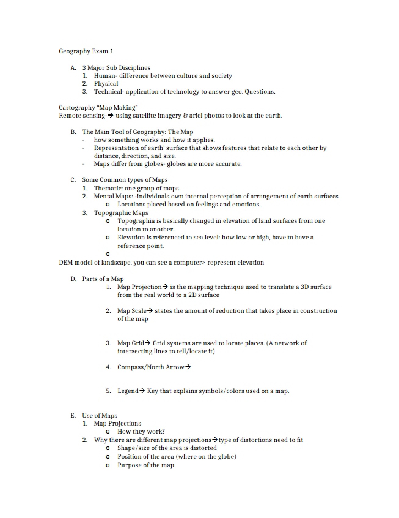 First Geography Examination