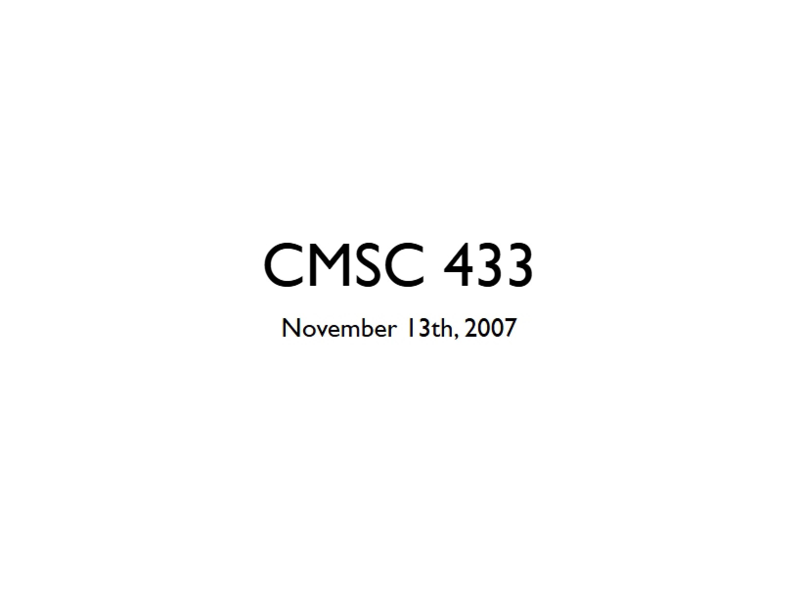 CMSC 433 Class Presentation