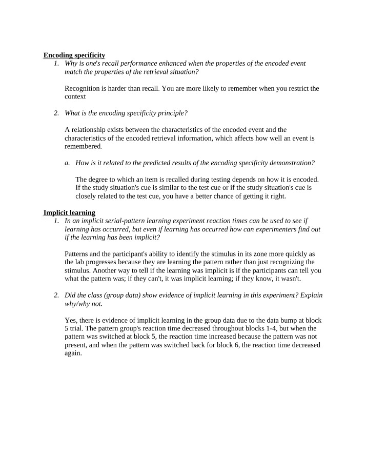 Enhancing Recall Performance with the Encoding Specificity Principle