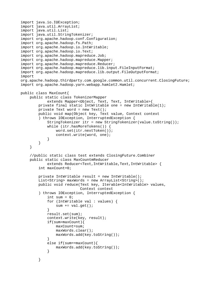 Hadoop MapReduce - Counting Words and Finding Max Frequency