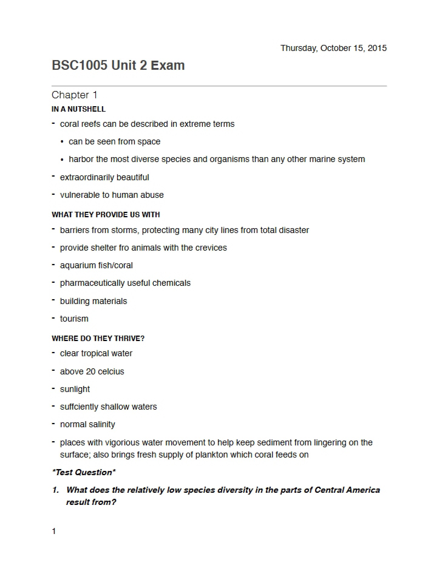 Second Unit Examination