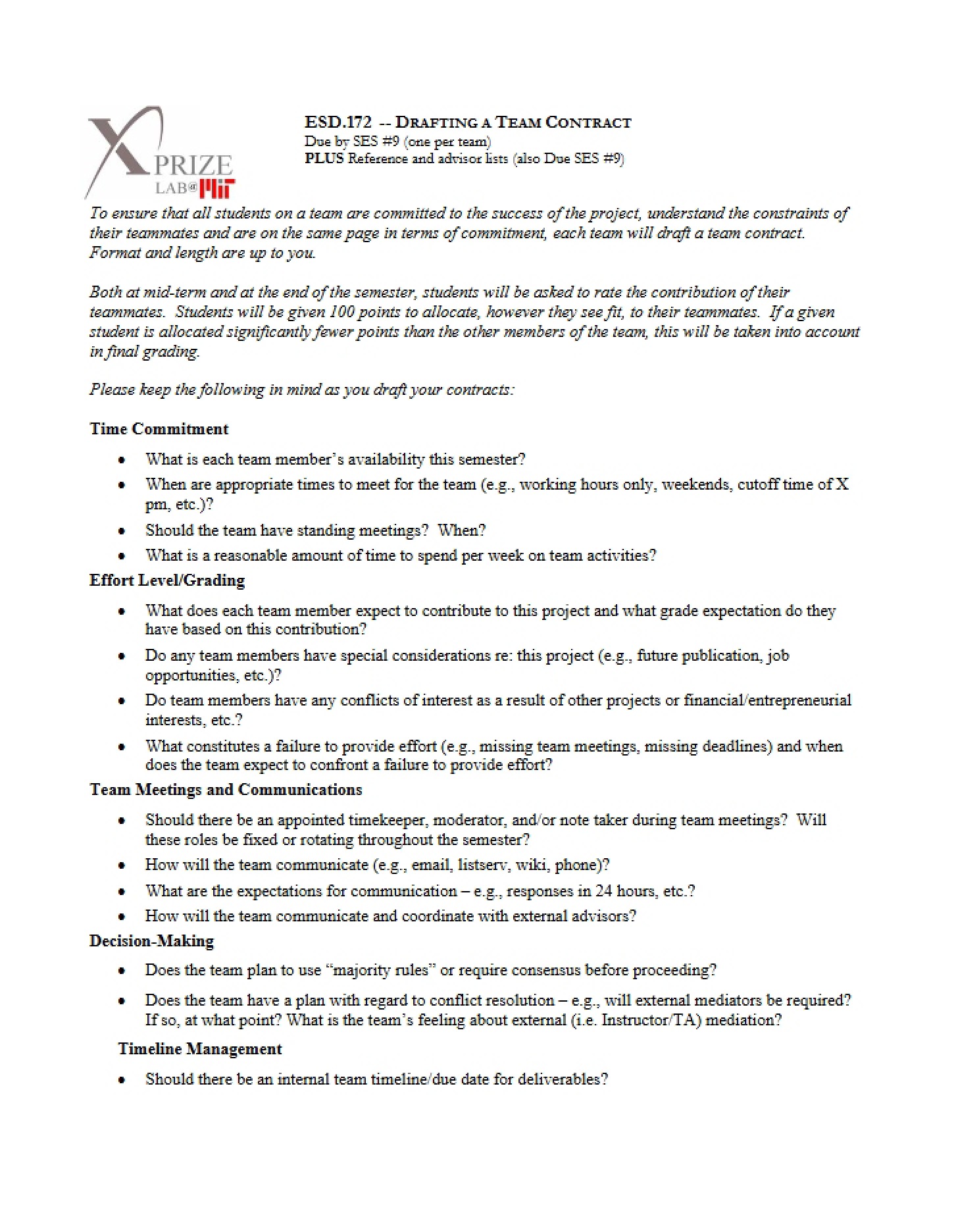 Team Contract Drafting