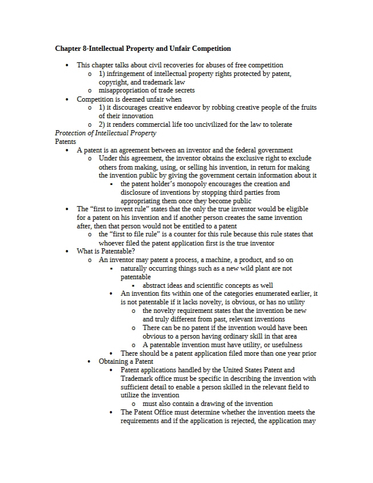 Property Rights (Intellectual) Chapter 8