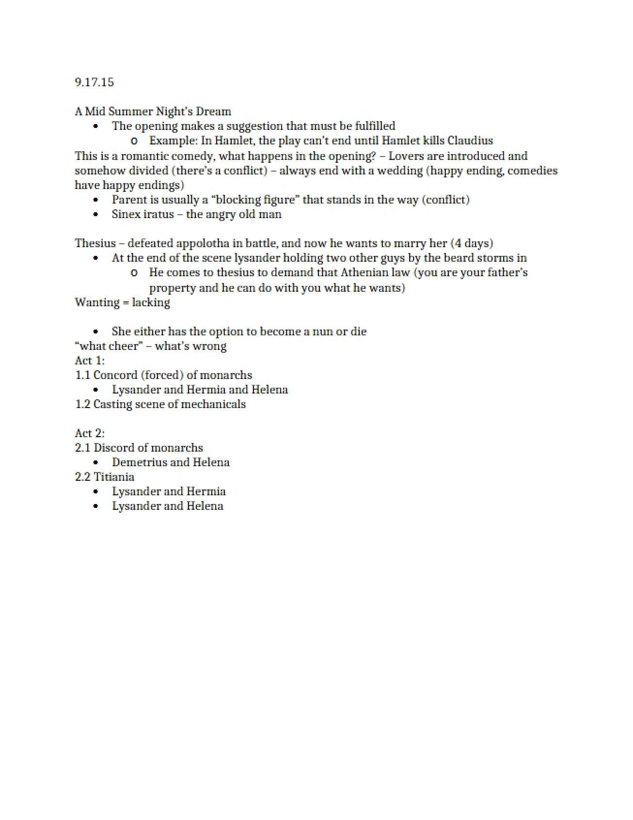Analysis of A Midsummer Night's Dream