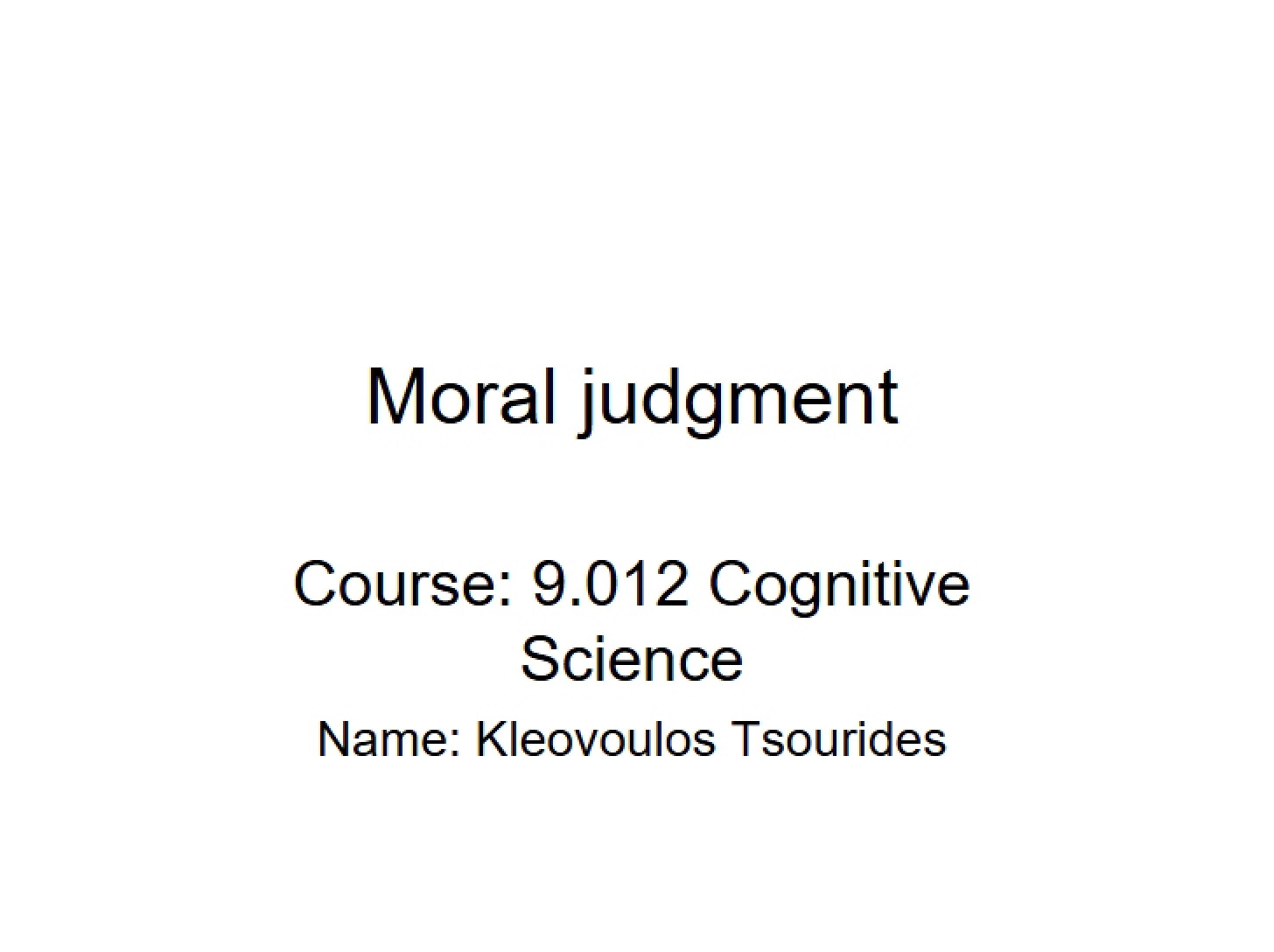 Judgment of Morals