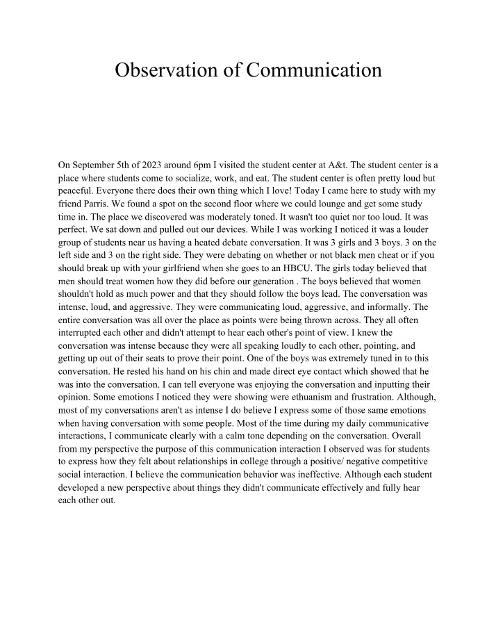 Communication Observation in College