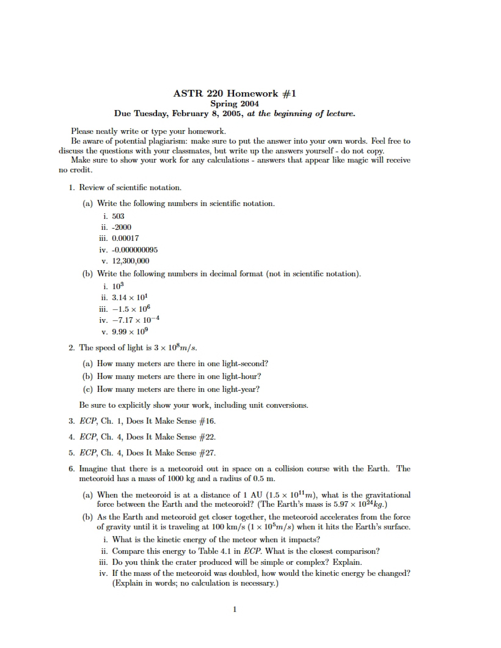 Homework One