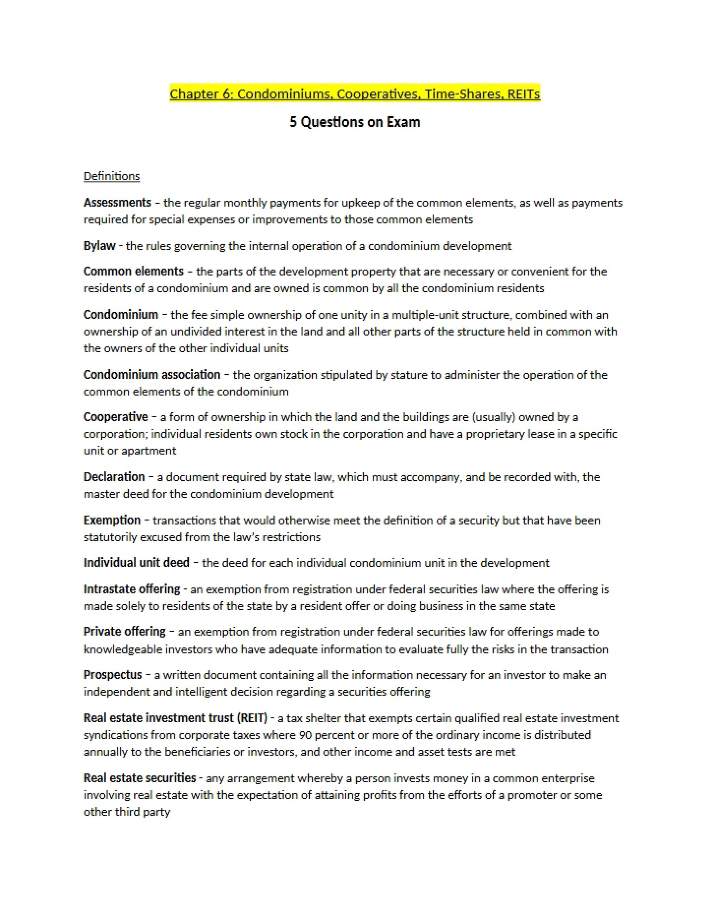 Condominium Regulations