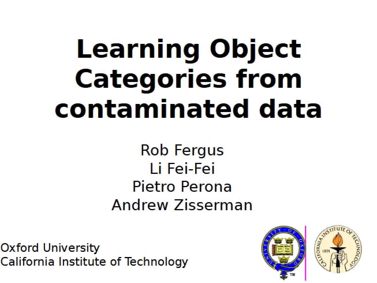 Learning Categories of Objects from Contaminated Data