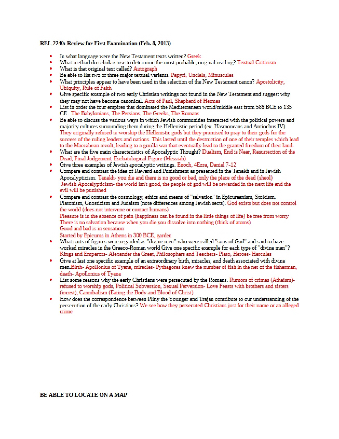 First Exam Review Guide