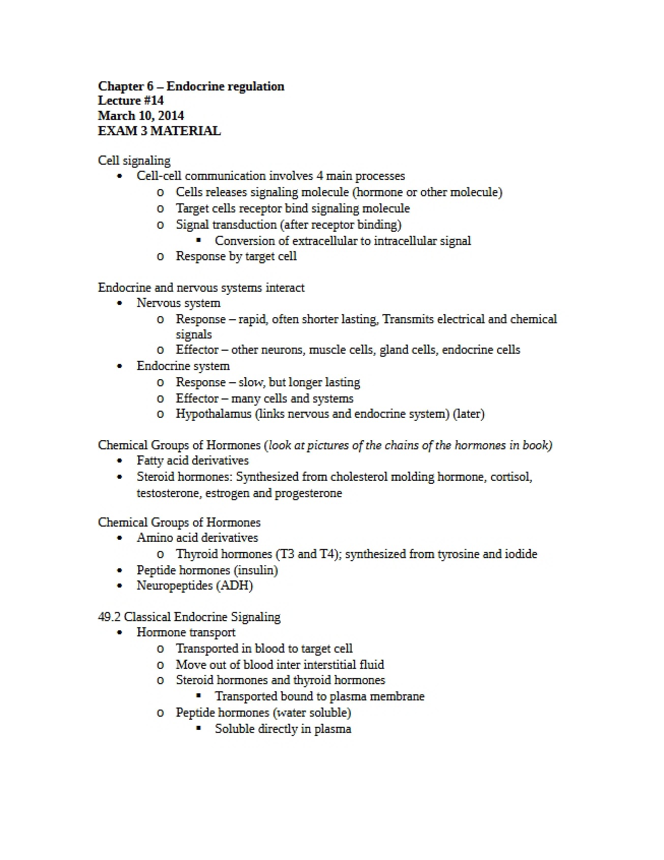 Chapters Six and Forty-Nine Biology Notes