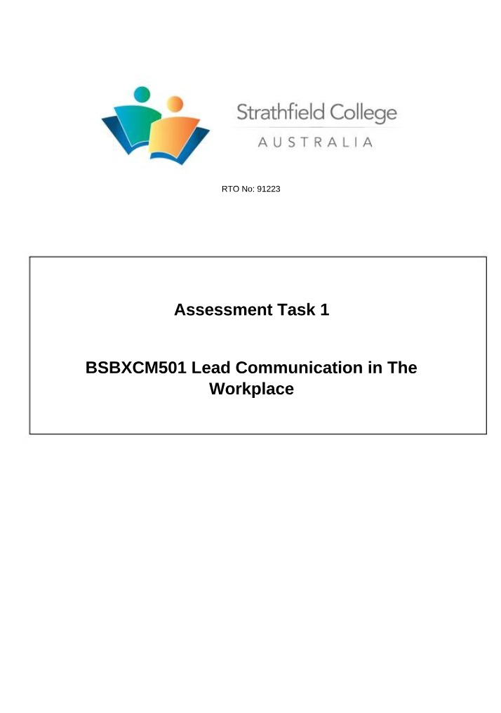 Assessment Task 1 - BSBXCM501 Lead Communication