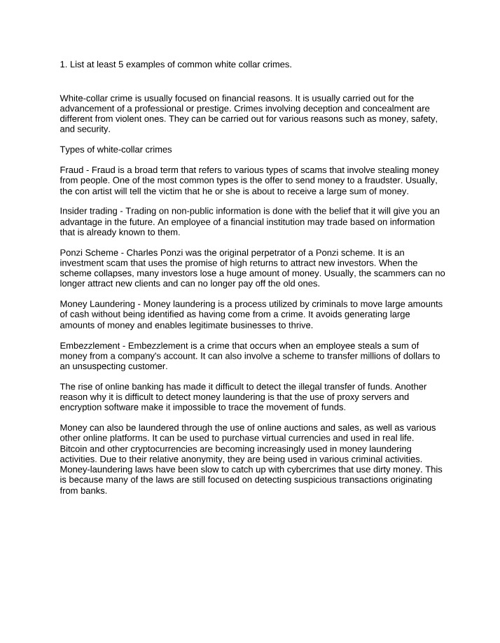 Fraud, Insider Trading, and Ponzi - Common White Collar Crimes