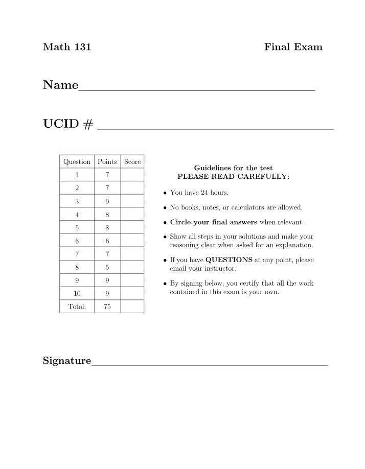 Math 131 Final Exam Study - Limits, Functions, and Derivatives