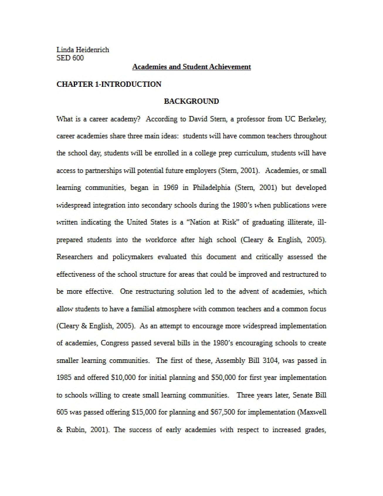 Student Achievement and Academies
