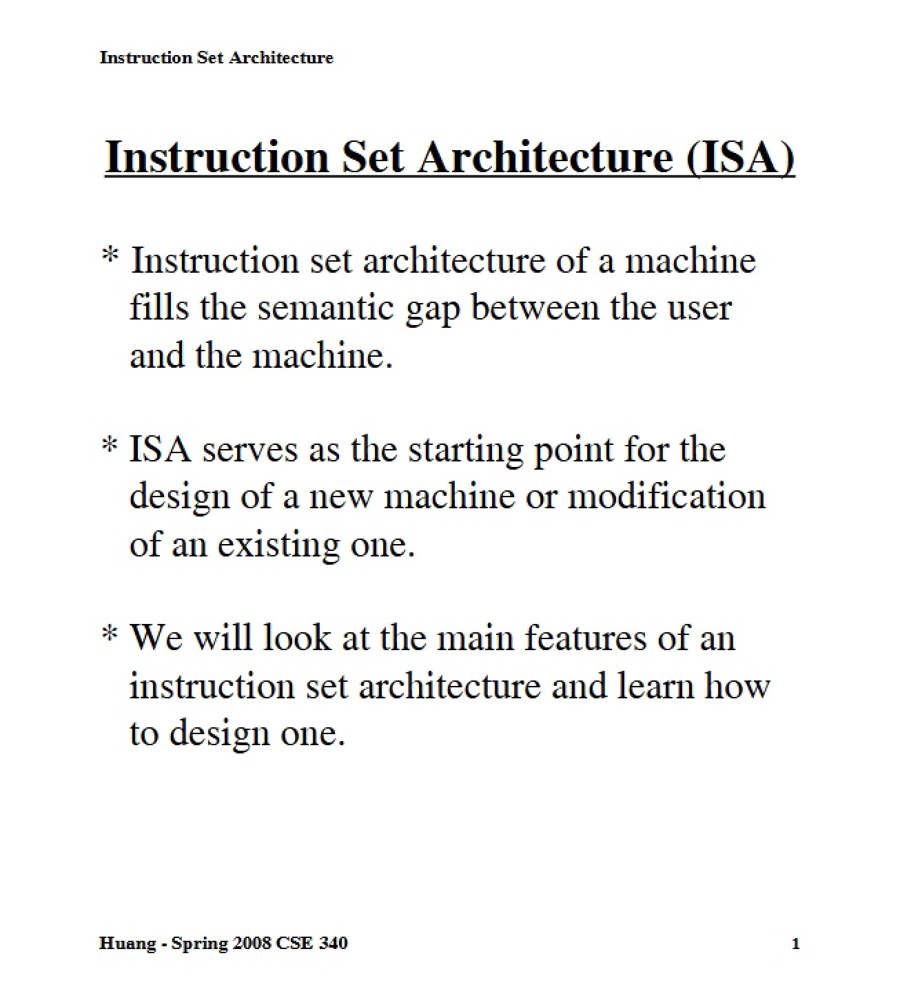 Instruction Set Architecture