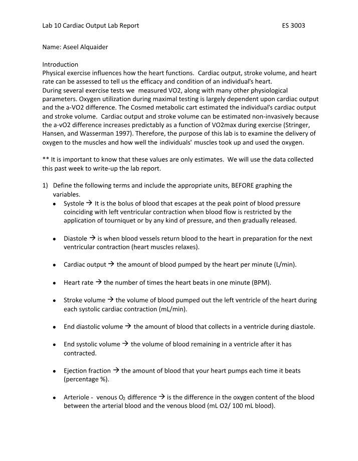Lab Report - Cardiac Output