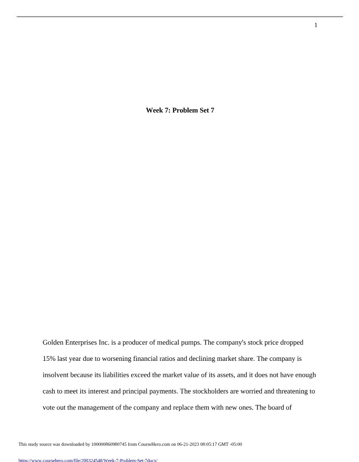 Week 7 Problem Set 7 Exercises