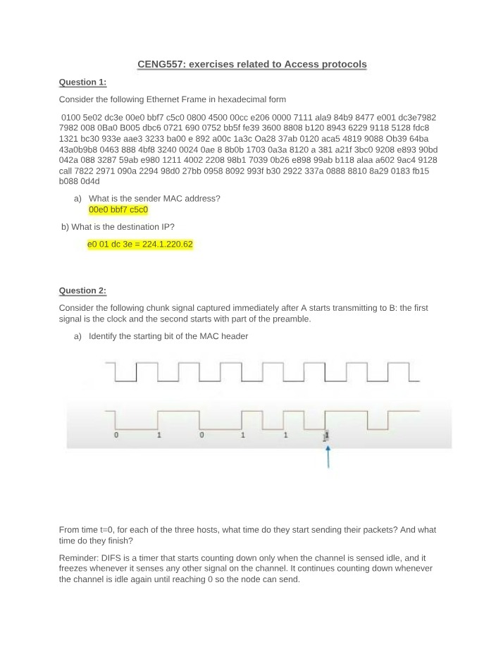 Access Protocols and Ethernet Frames (CENG557)