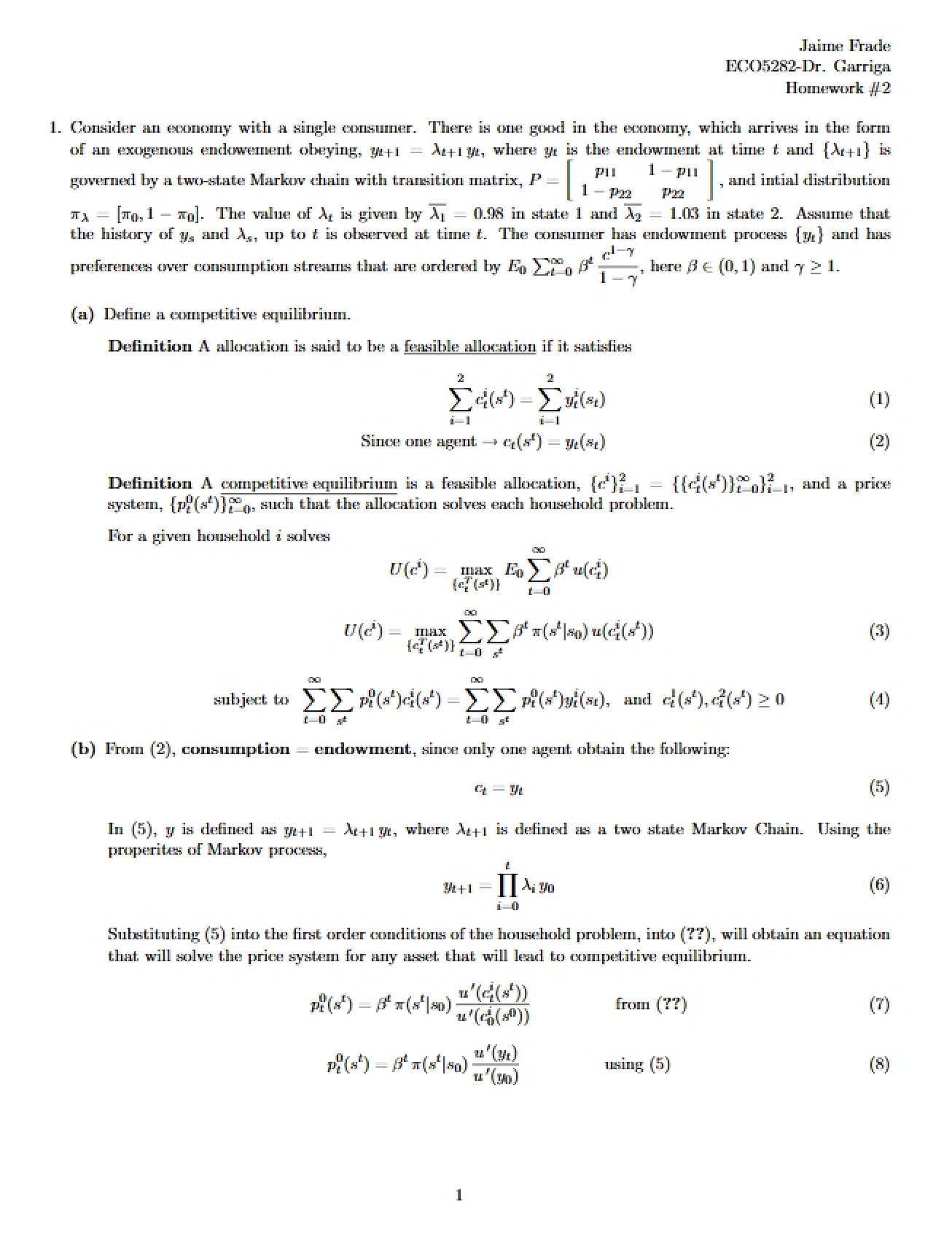 Homework Assignment for Financial Economics II