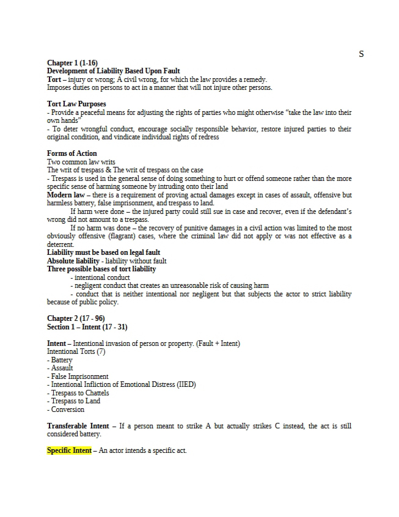 Fault-Based Liability Development