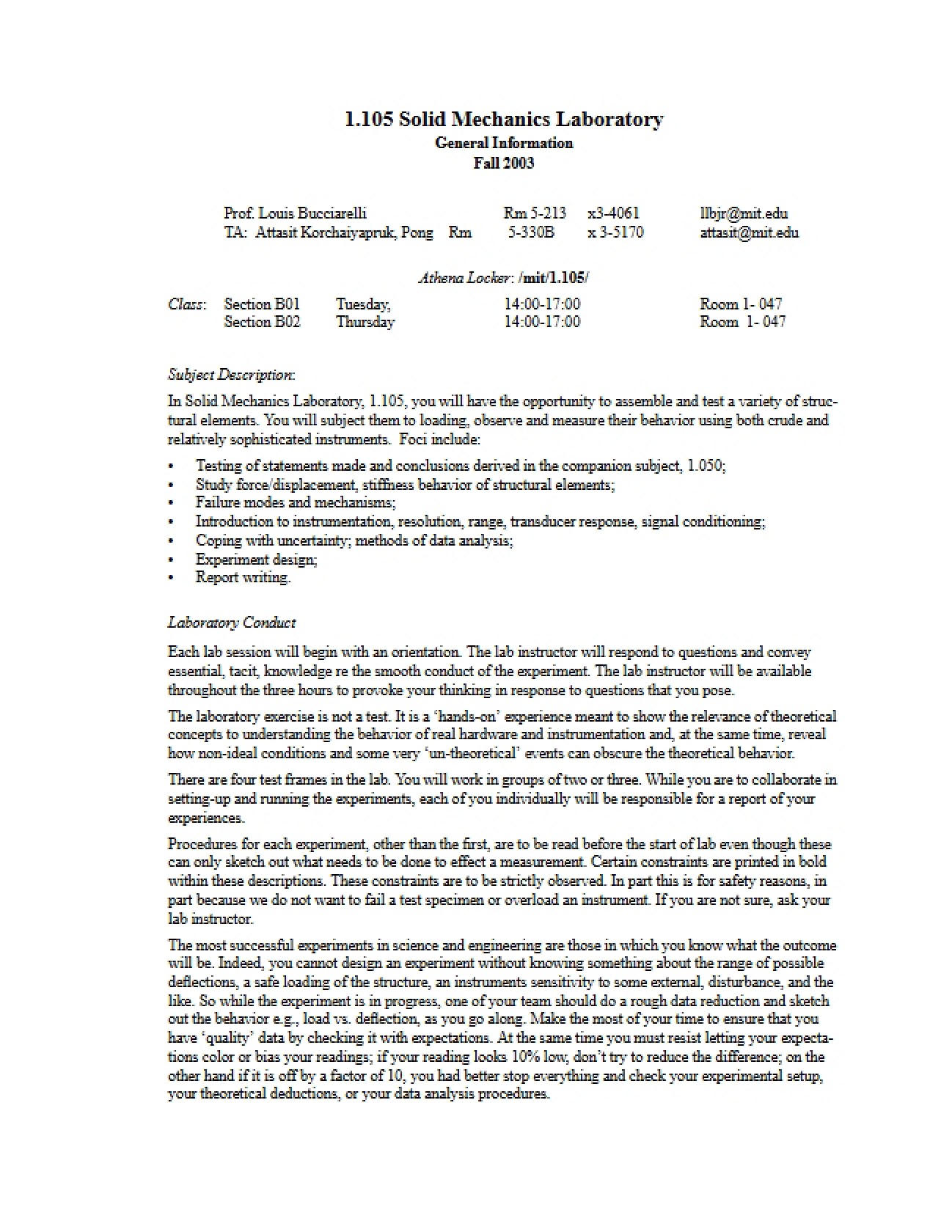 Syllabus: Solid Mechanics