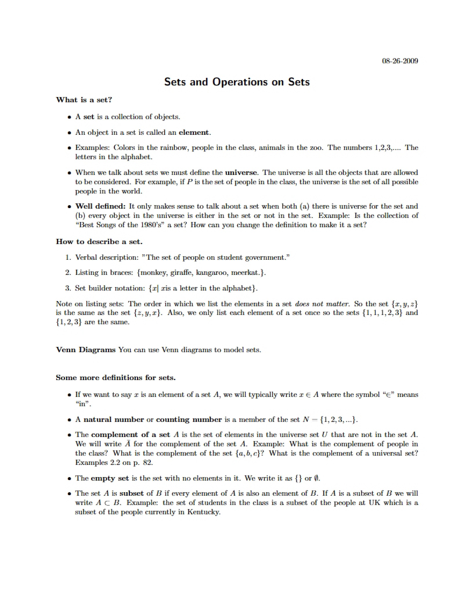 Set Operations