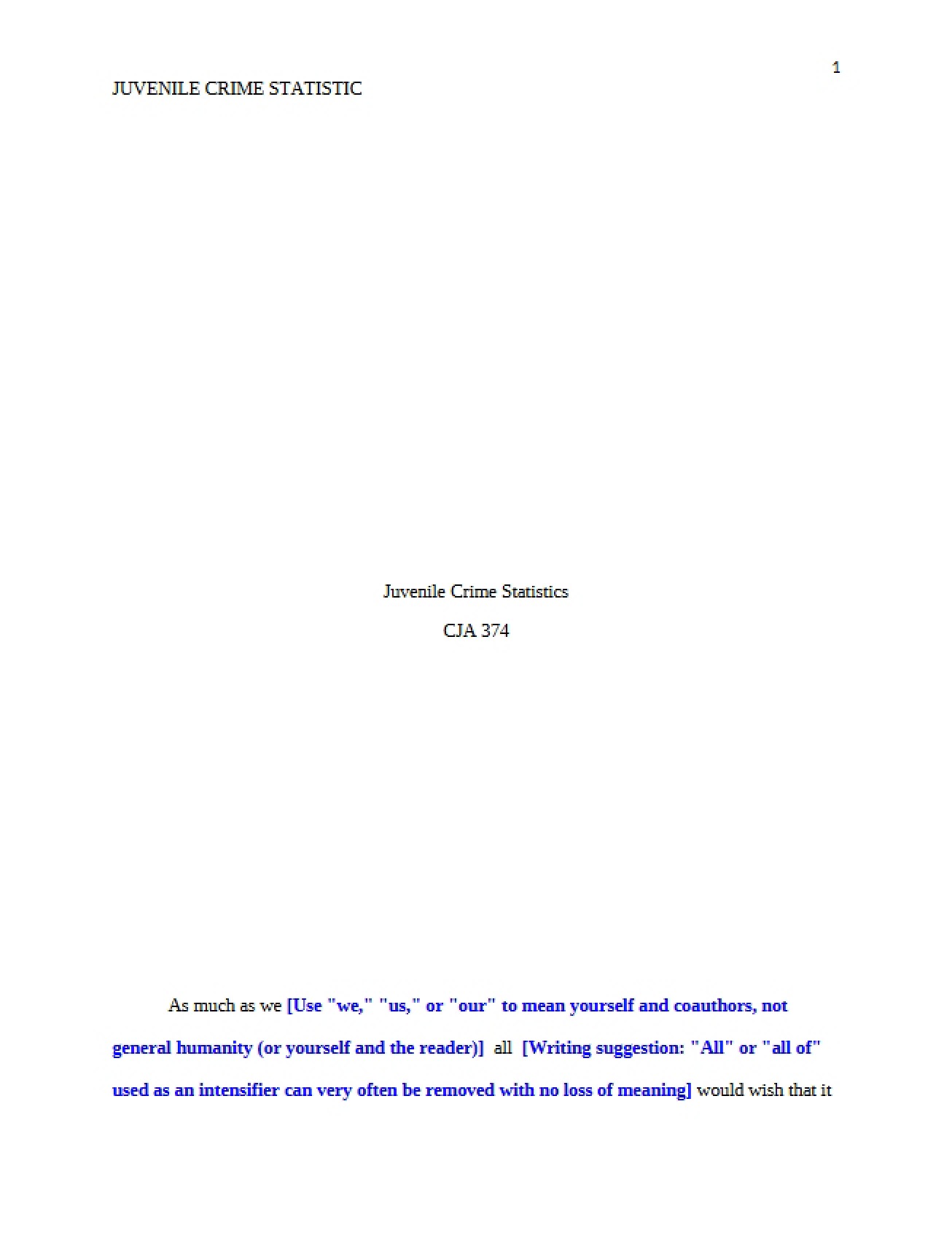 Statistics on Juvenile Crime