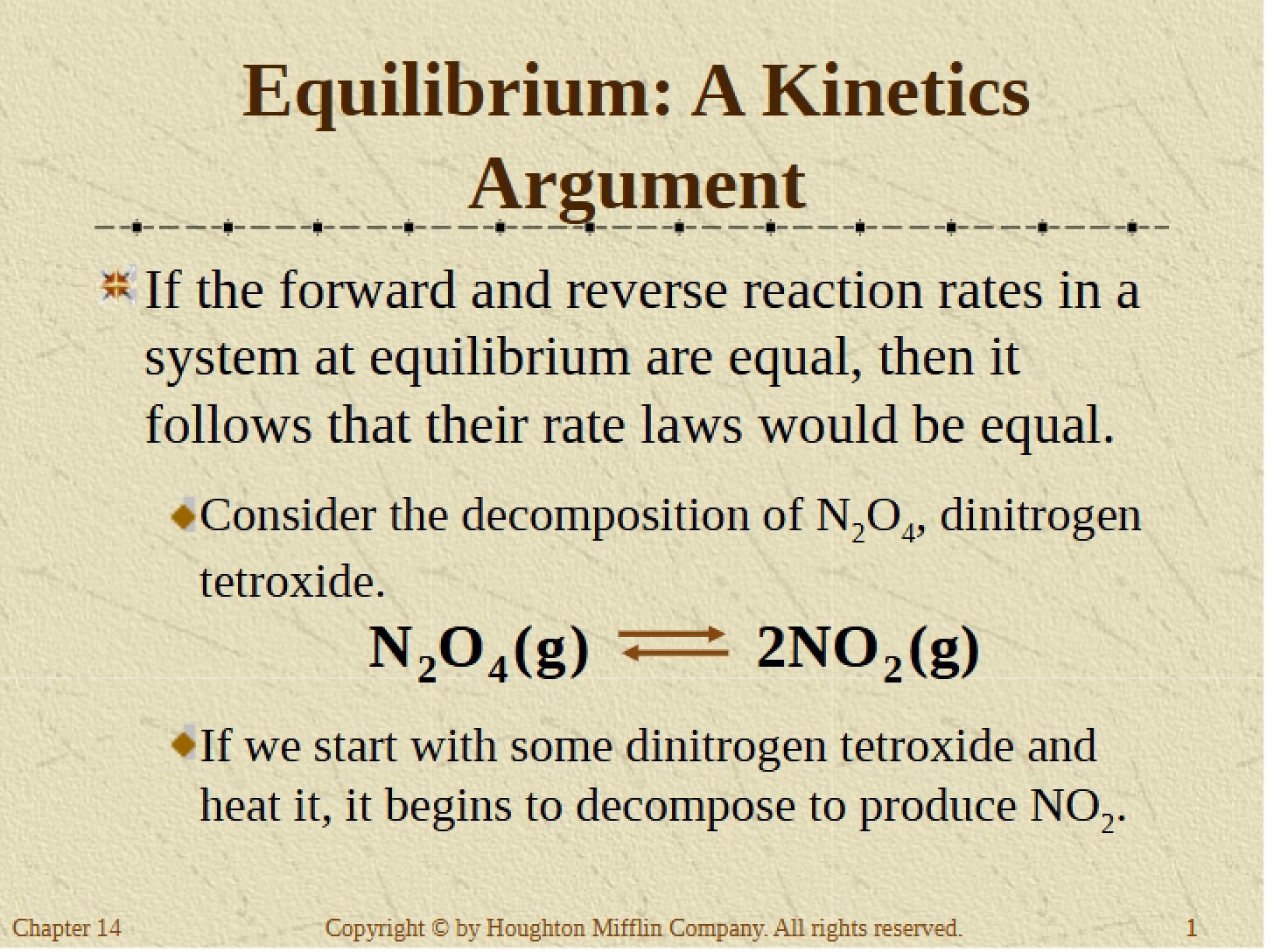 Kinetics Argument Equilibrium