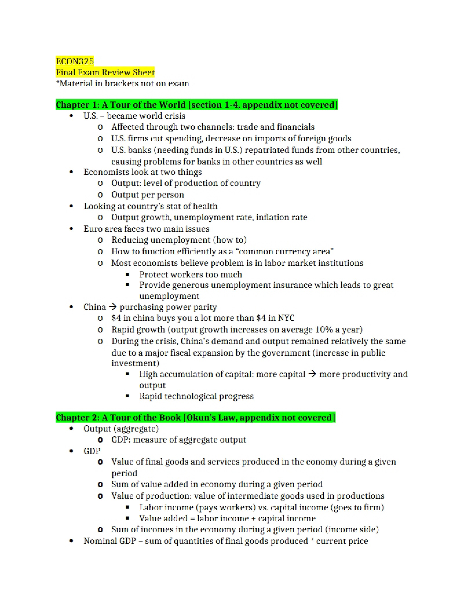 Review Sheet Final Exam