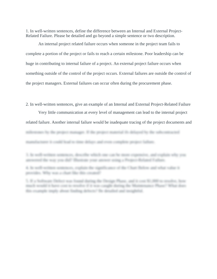 Causes of Internal and External Project Failures