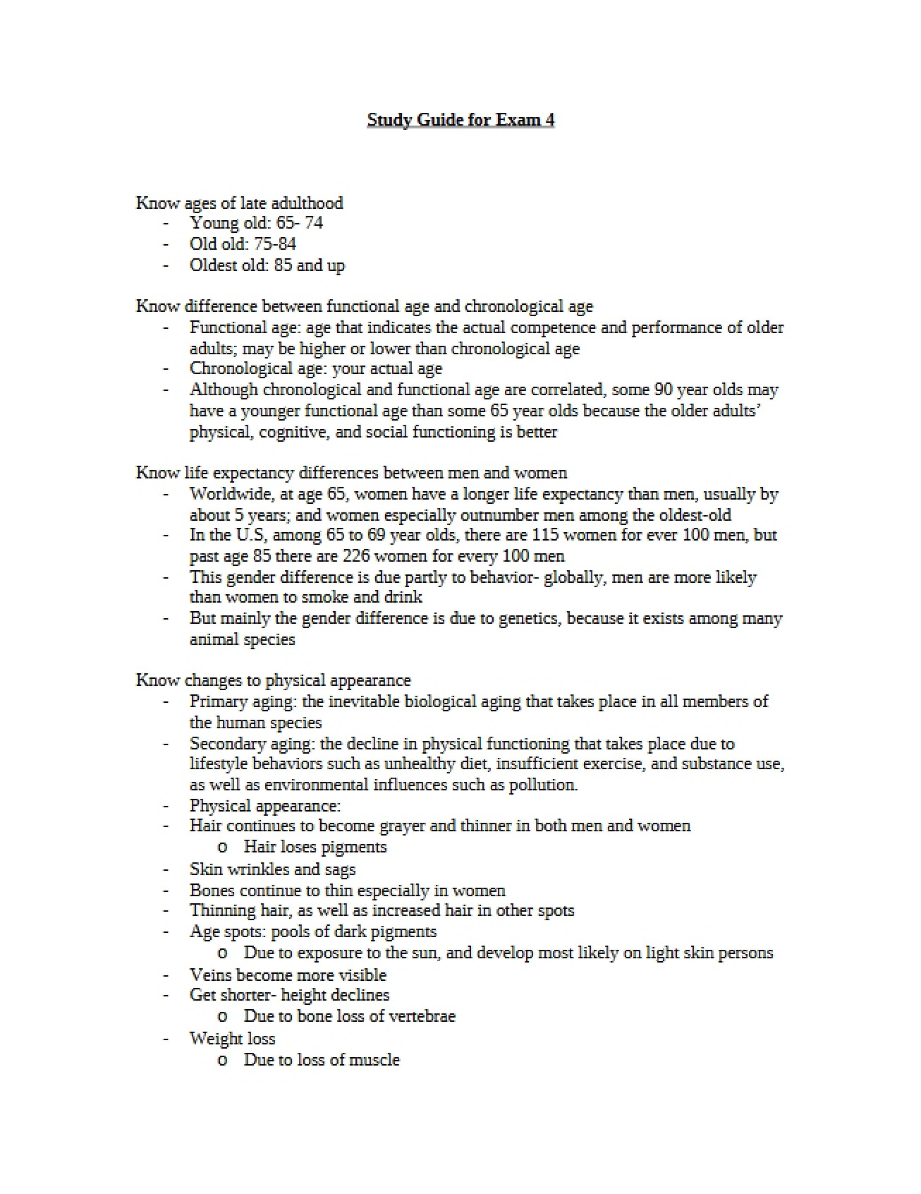 Exam 4 Study Guide