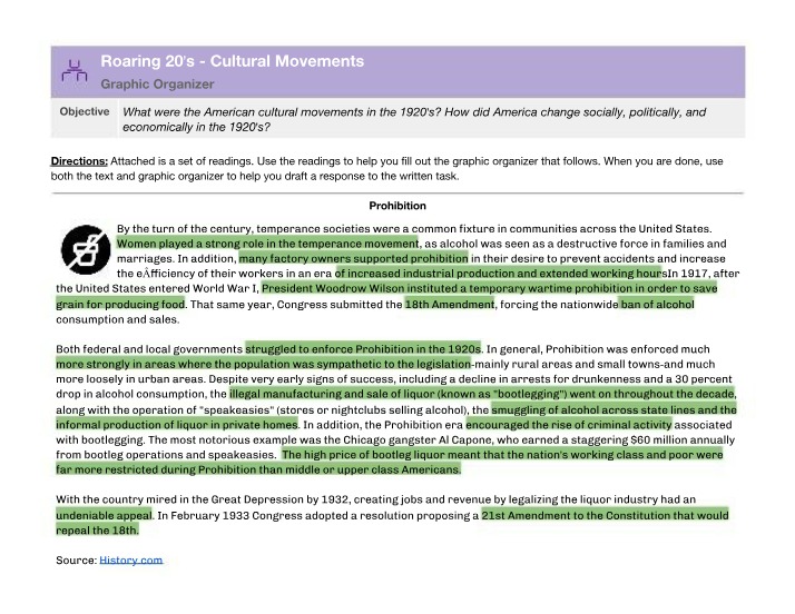 The Roaring 20s - American Cultural and Social Movements
