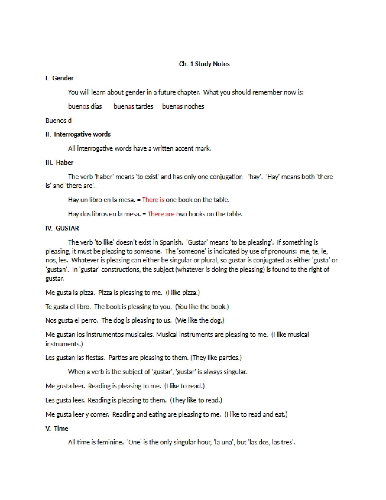 Study Guide for Chapter 1 Test