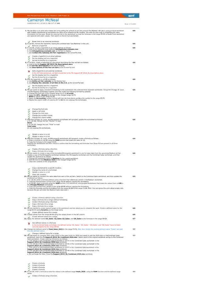Excel 2019 Module 5 Project 1b
