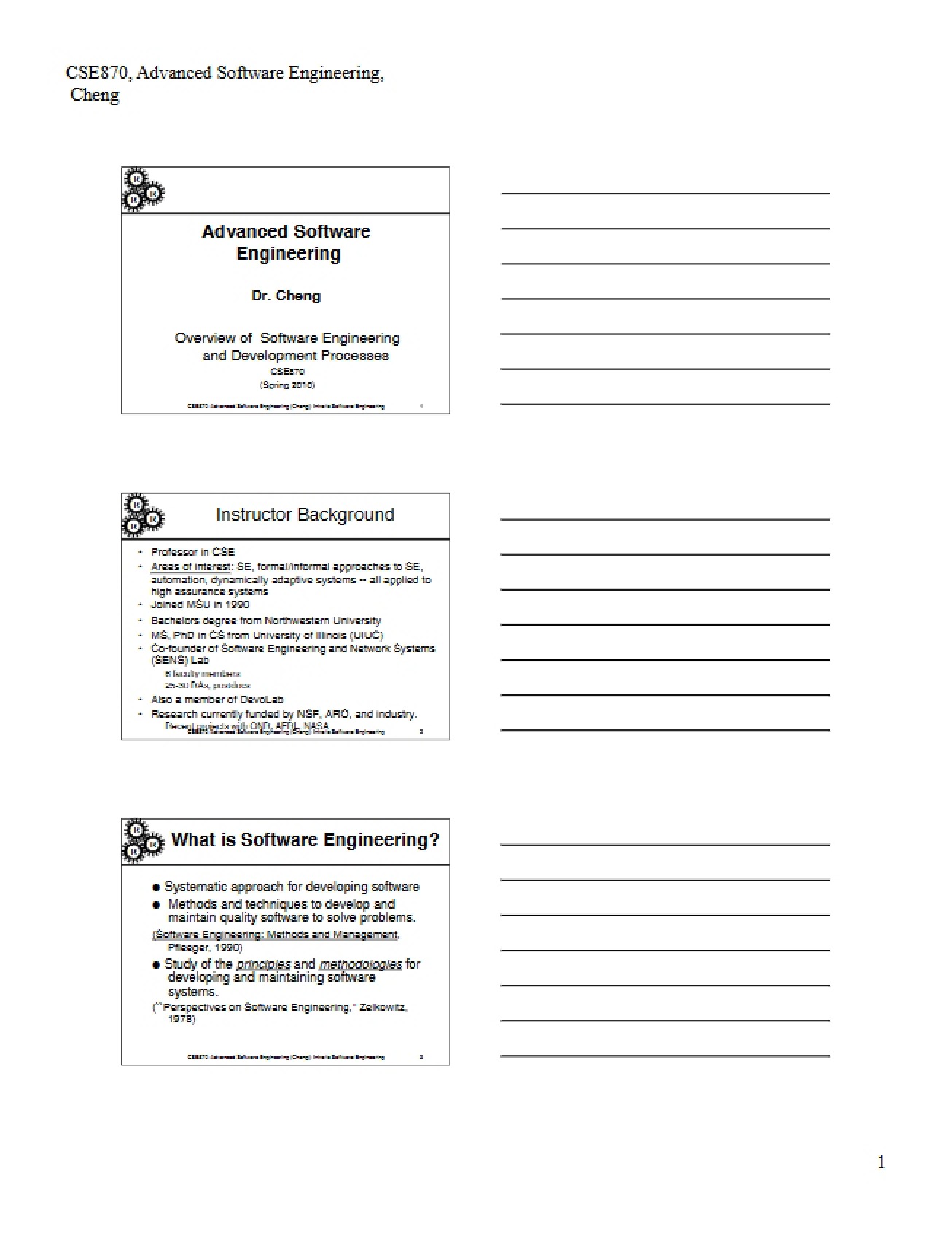 Advanced SE Lecture Notes
