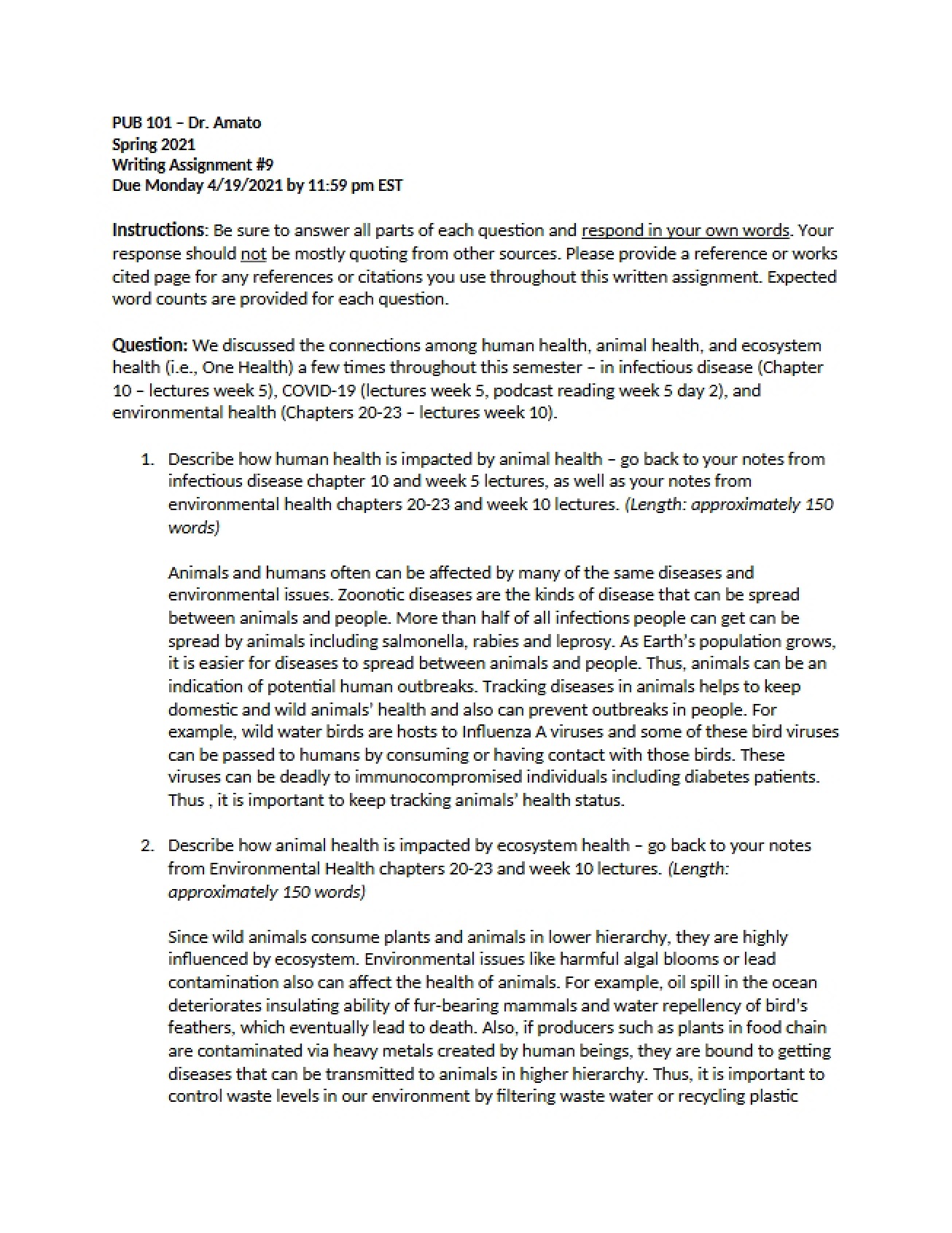 Assignment 9 Writing