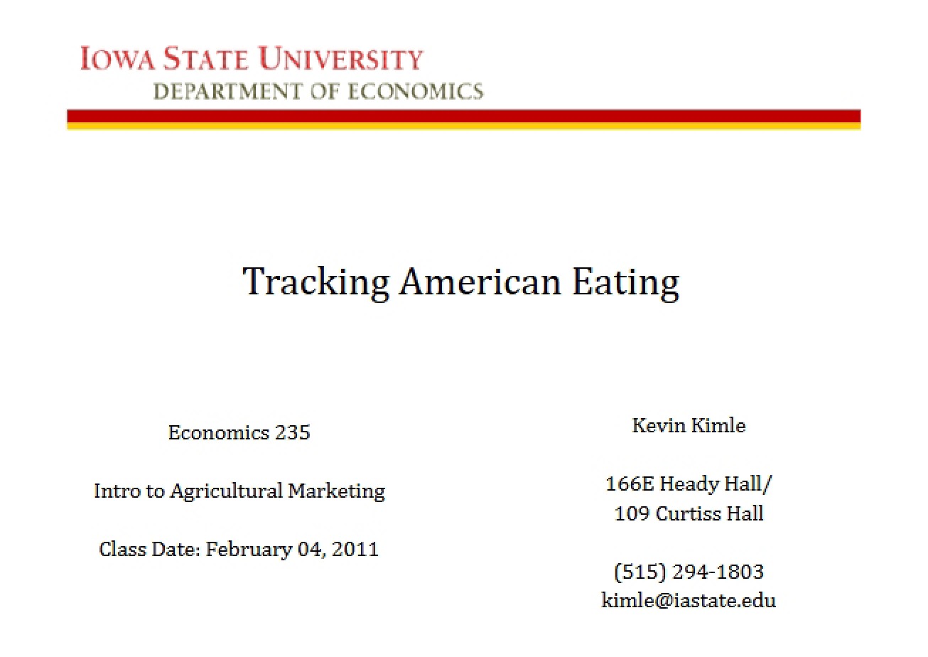 Notes from an Agricultural Markets Class