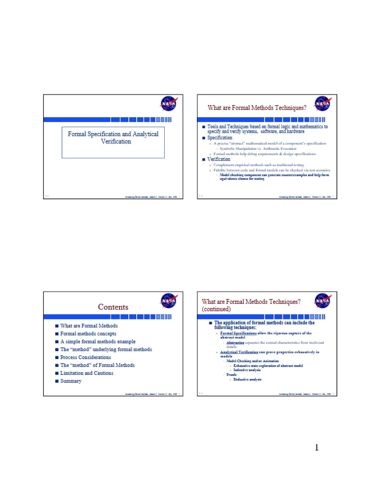 Analytical Verification and Formal Specification - 12 Pages