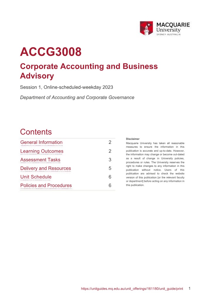 ACCG3008 Unit Guide 2023 - Session 1