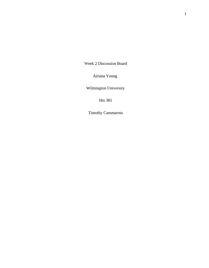 Discussion Board for Week 2