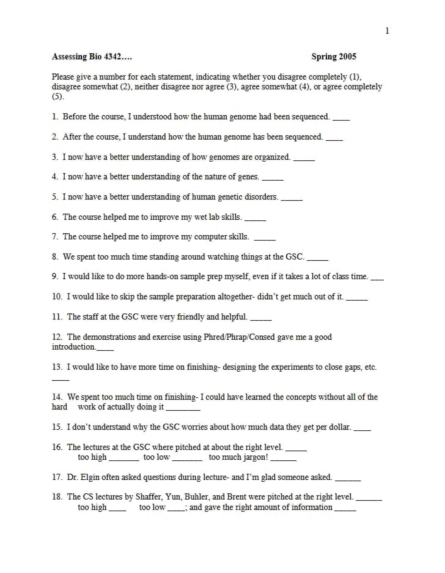 Assessment for BIOL 4342
