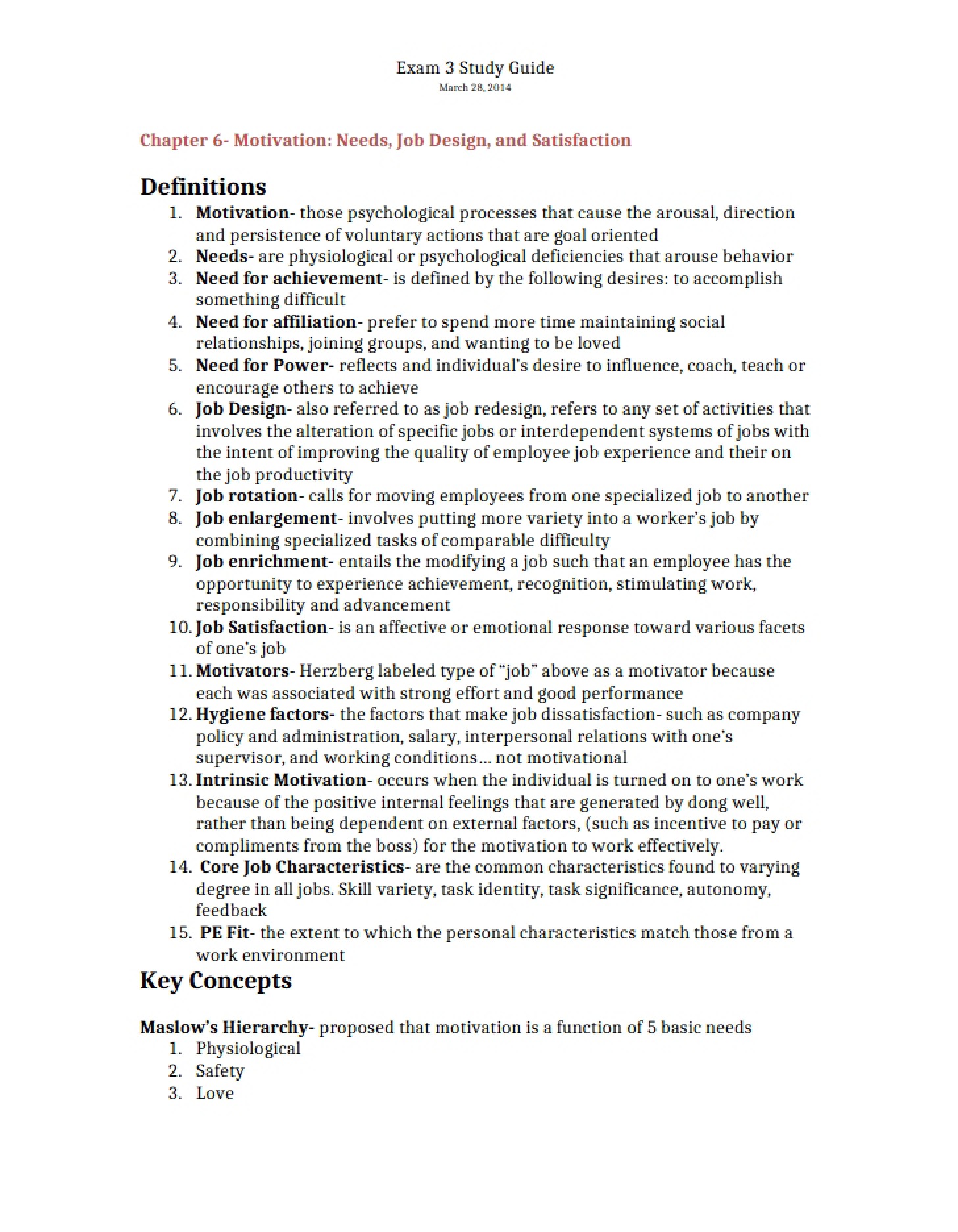 Guide for Exam 3