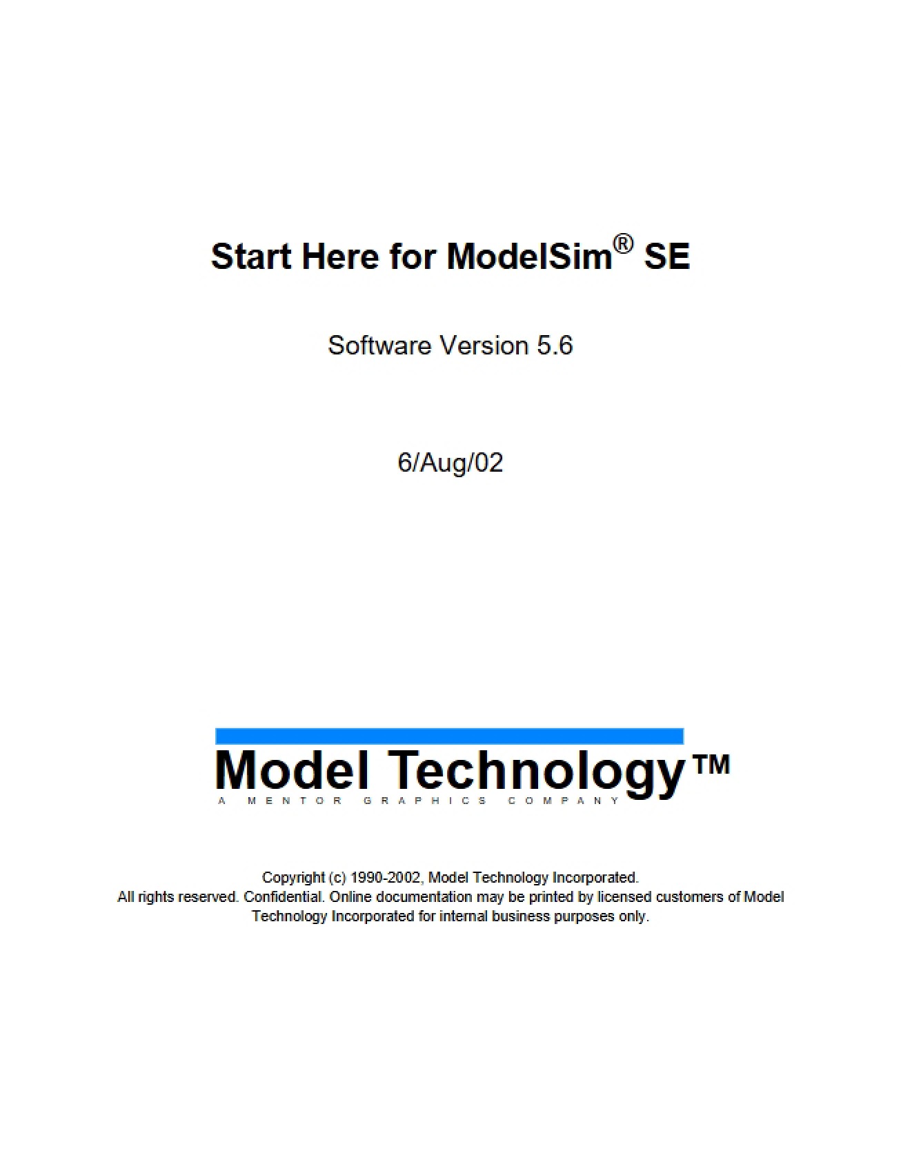 ModelSim Software Version 5.6 Guide