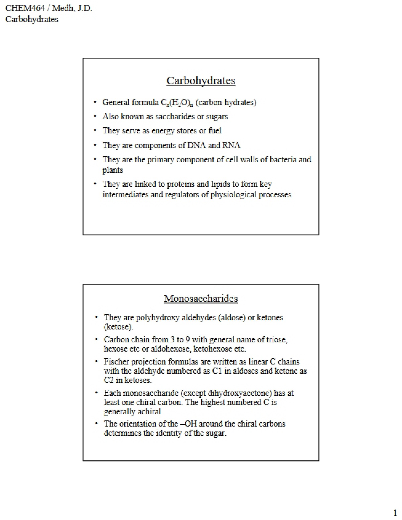 Biochemistry of Carbohydrates