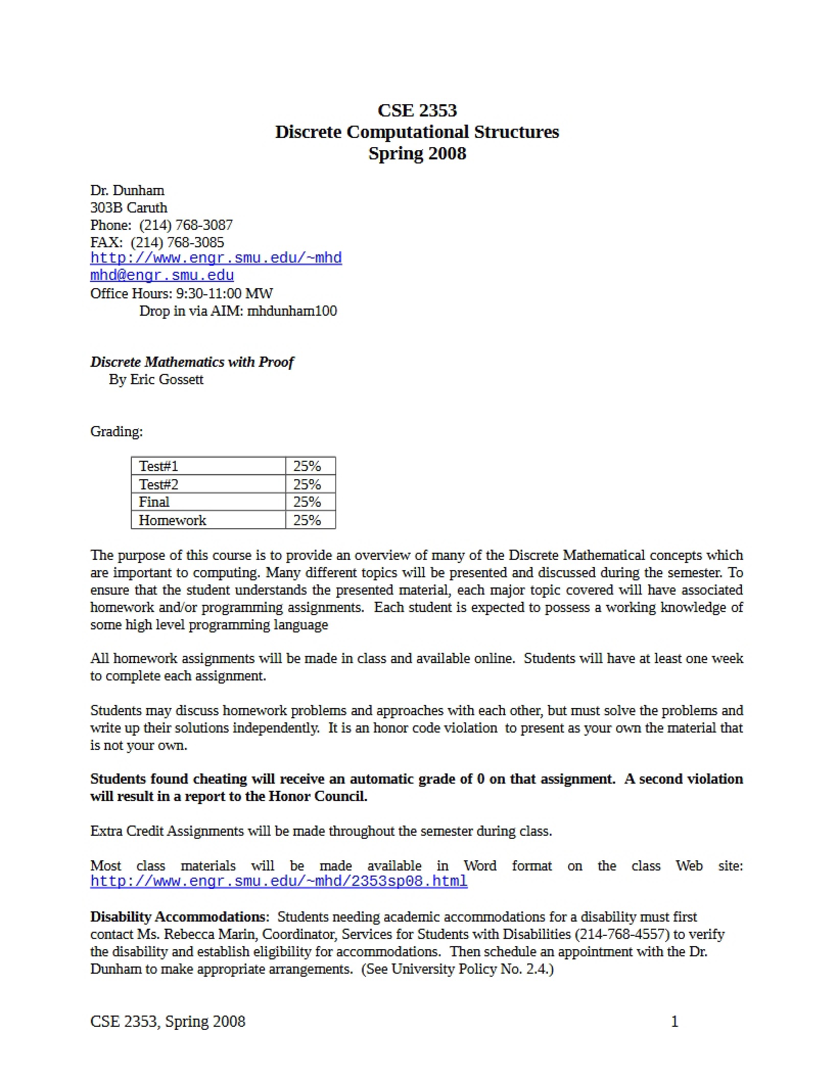 CSE 2353 Green Sheet