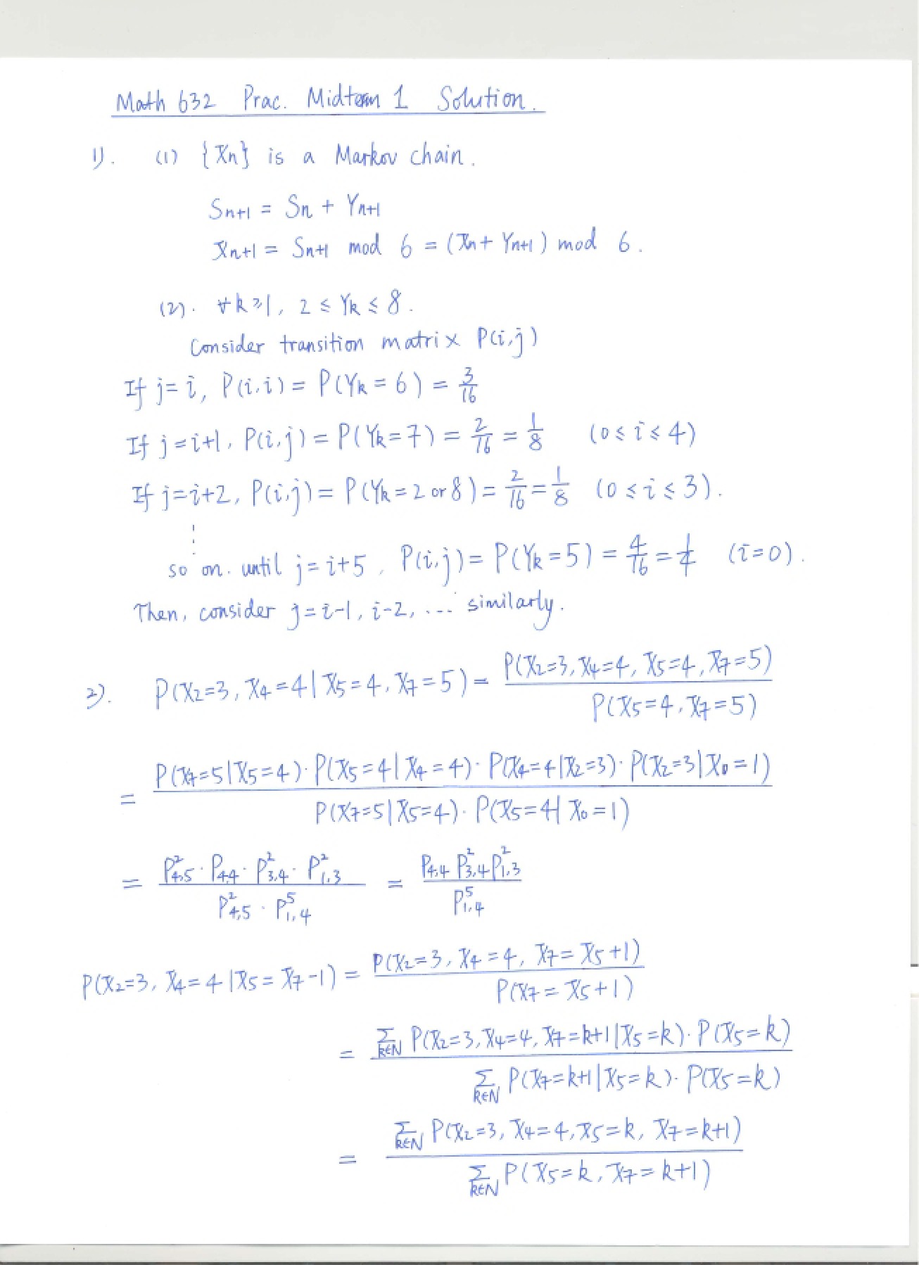 Solutions Math 632 Midterm Practice 1