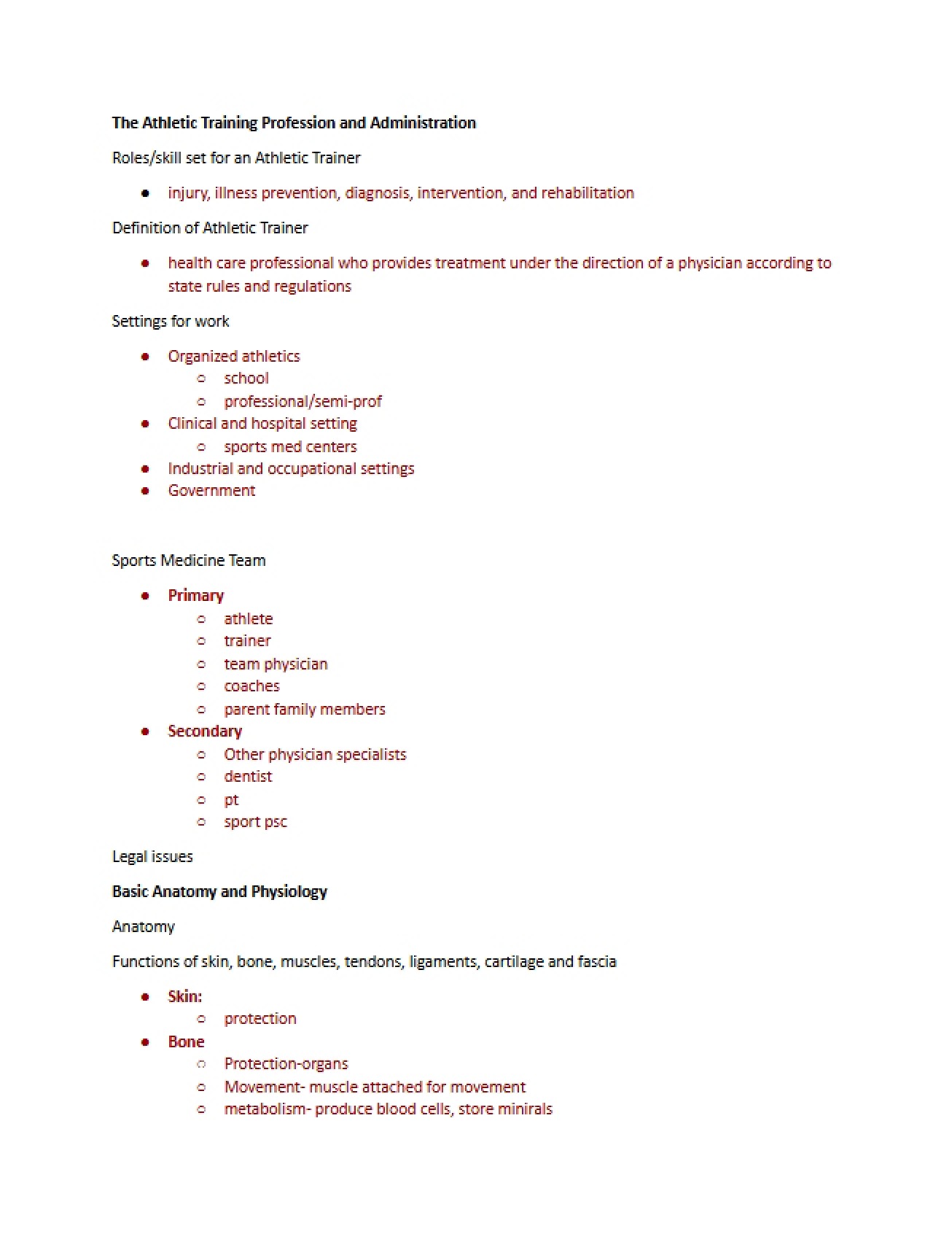 Admin and the Profession of Athletic Training