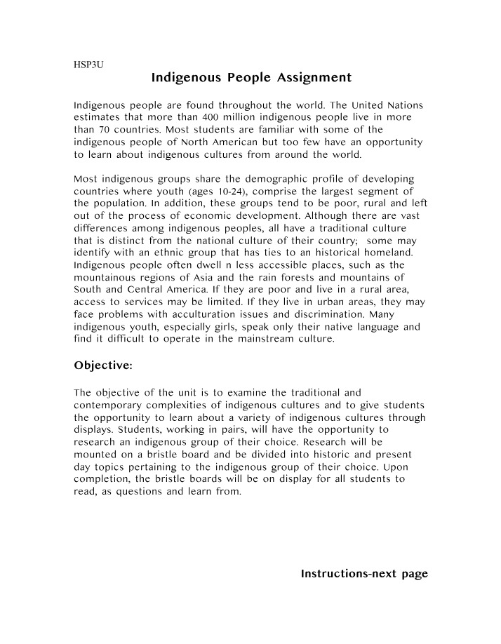 Assignment on Indigenous People